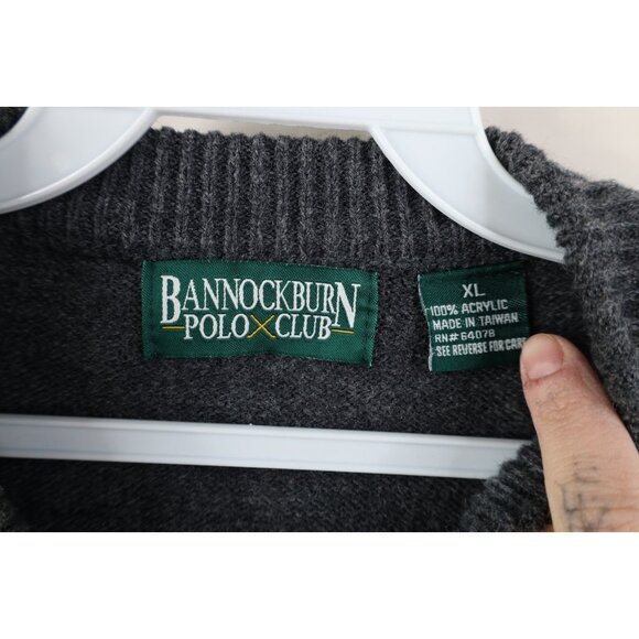 Vintage 90s Streetwear Mens XL Blank Striped Ribbed Knit V-Neck Sweater Gray - Picture 7 of 10